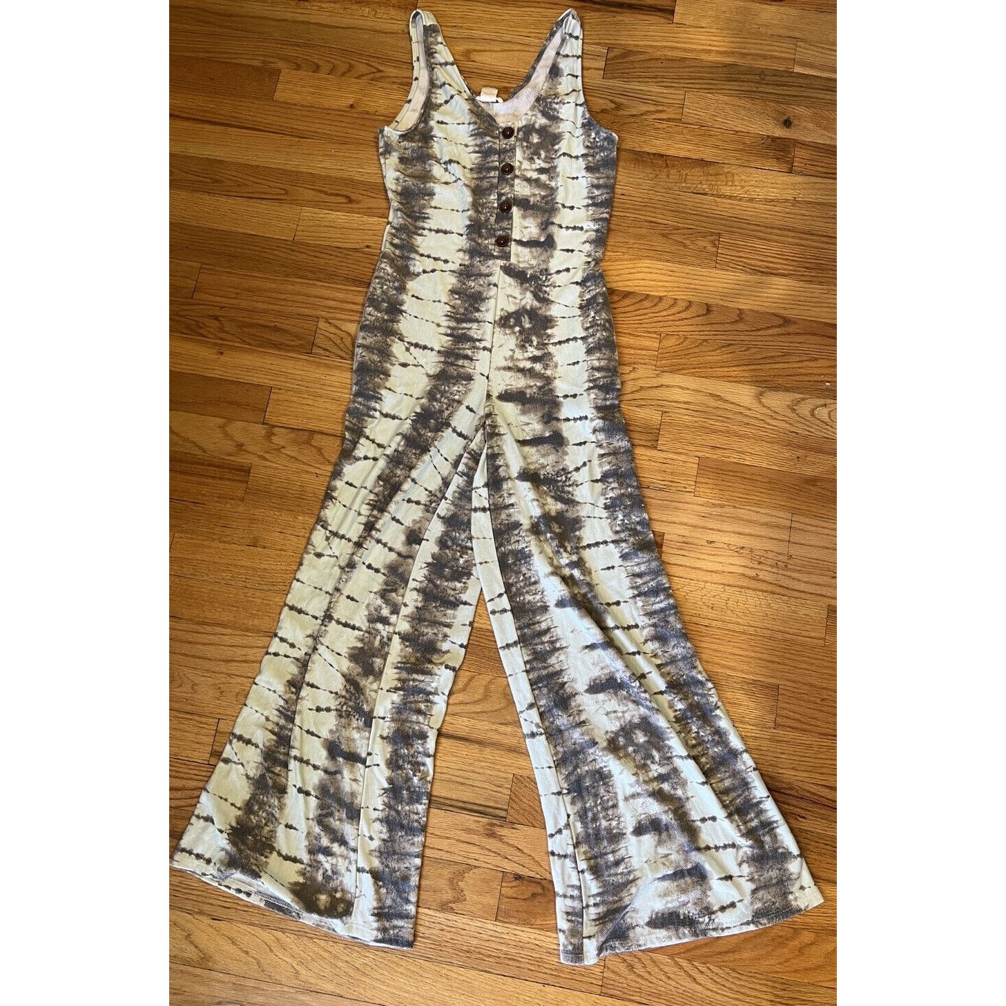 Bucketlist S Tie Dye Black White Romper Pant Suit One Piece Hippie Festival